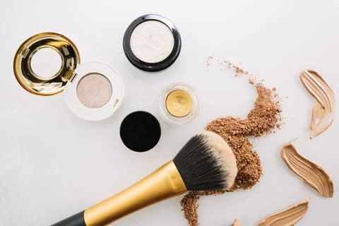 Brush makeup foundations. High quality photo 스톡 사진