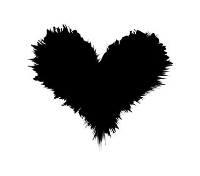 Brush marks heart shape, stain ink, hand drawn paint, artistic brush Stock-Illustration