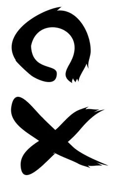 Brush material: circle and cross vector illustration..Black brush strokes Stock Illustration
