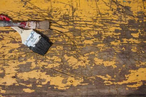 Brush on the old board Stock Photos