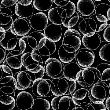Brush or chalk drawn circles with dots pattern. Black and white geometrical.. Stock Illustration