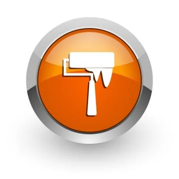 Brush orange glossy web icon Stock Illustration