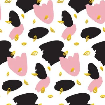 Brush Paint Leaf Seamless Pattern 스톡 일러스트