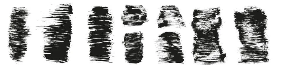 Brush paint strokes creating a texture with black ink. Paintbrush elements .  Stock Illustration