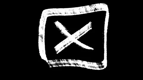 Brush painted bold cancel mark, rough white strokes on black Видео 333622597
