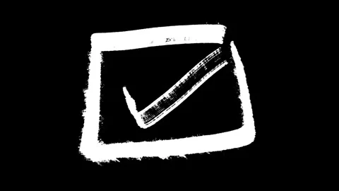Brush painted bold check mark symbolizes creative approval 스톡 동영상 333622600