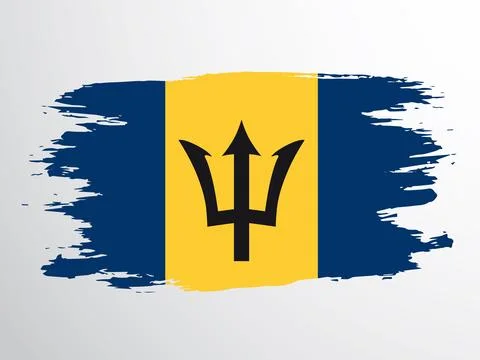Brush painted flag of Barbados. Stock Illustration