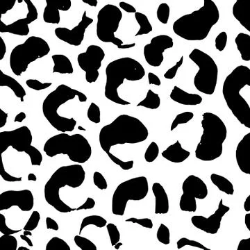 Brush painted leopard seamless pattern. Black and white leopard grunge Stock Illustration