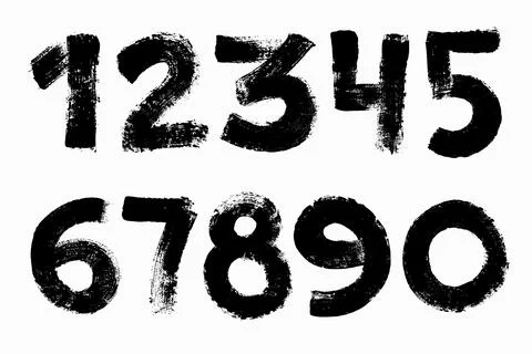 Brush painted numbers set Stock Illustration