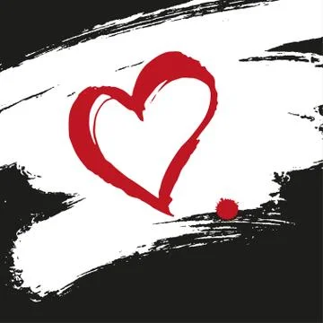 Brush painted vector heart. Stock Illustration