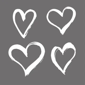 Brush painted vector set of hearts. Stock Illustration