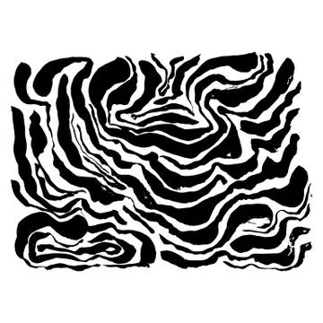Brush painted wave pattern. Black and white stripes grunge background. Illustrazione stock