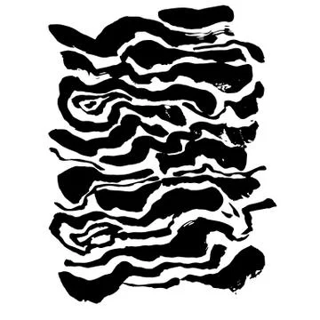 Brush painted wave pattern. Black and white stripes grunge background. Illustrazione stock