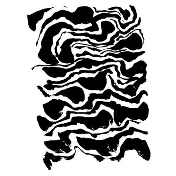 Brush painted wave pattern. Black and white stripes grunge background. Illustrazione stock