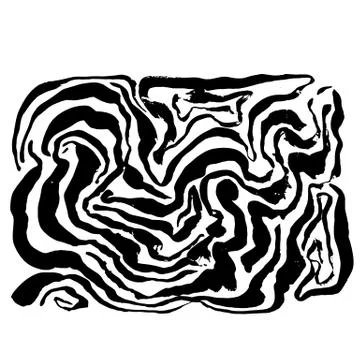 Brush painted wave pattern. Black and white stripes grunge background. Illustrazione stock
