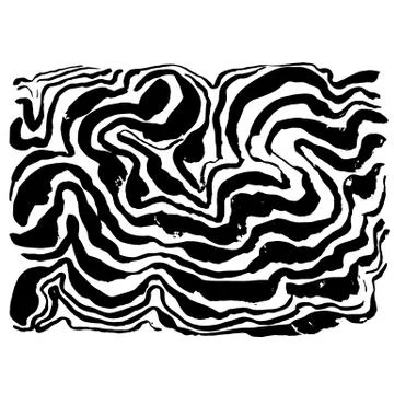 Brush painted wave pattern. Black and white stripes grunge background. Illustrazione stock