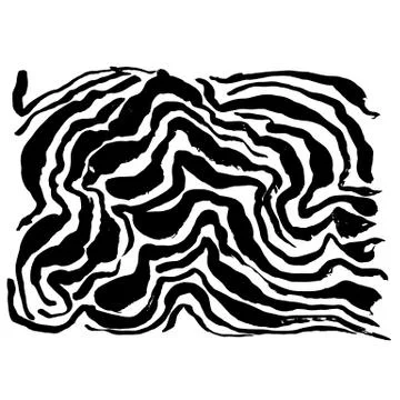 Brush painted wave pattern. Black and white stripes grunge background. Stock Illustration