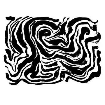 Brush painted wave pattern. Black and white stripes grunge background. Illustrazione stock