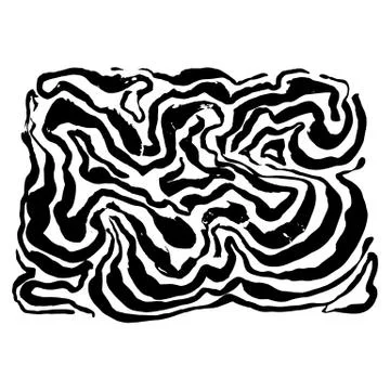 Brush painted wave pattern. Black and white stripes grunge background. Stock Illustration