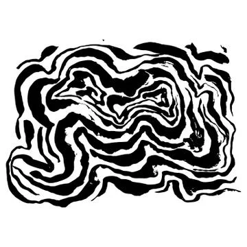Brush painted wave pattern. Black and white stripes grunge background. Illustrazione stock