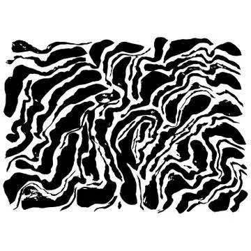 Brush painted wave pattern. Black and white stripes grunge background. Stock Illustration