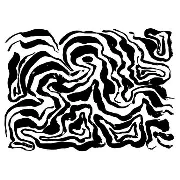 Brush painted wave pattern. Black and white stripes grunge background. Illustrazione stock
