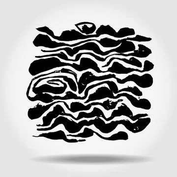 Brush painted wave pattern. Black and white stripes grunge background. Illustrazione stock