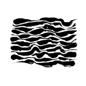 Brush painted wave pattern. Black and white stripes grunge background. Stock Illustration