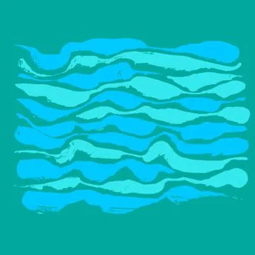Brush painted wave pattern. Blue stripes grunge background. Illustrazione stock