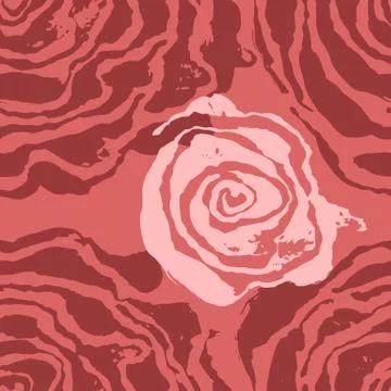 Brush painted wave seamless pattern. Pink rose floral grunge background. イラスト素材