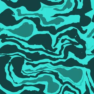 Brush painted wave seamless pattern. Blue stripes grunge background. Stock Illustration