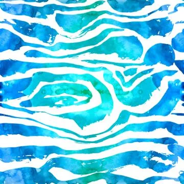 Brush painted wave seamless pattern. Blue stripes grunge background. Illustrazione stock