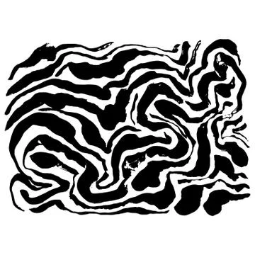 Brush painted zebra pattern. Black and white stripes grunge background. Stock Illustration