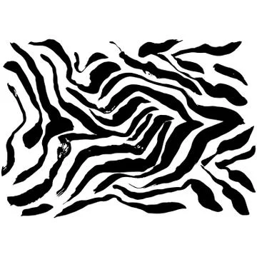 Brush painted zebra pattern. Black and white stripes grunge background. Stock-Illustration