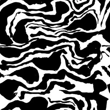 Brush painted zebra seamless pattern. Black and white stripes grunge background. Illustrazione stock