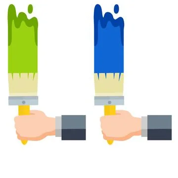 Brush for painting walls. Technical work and repairs. Stock Illustration
