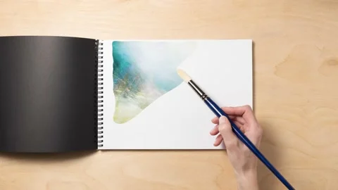 Brush Paints The Rainbow by Ivan Aivazovsky Painting, Stop Motion 4K Stock Footage 238894480
