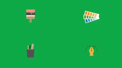 Brush Palette Pencil Vector animation on green screen 3d clay model perfect Stock Footage 334704111