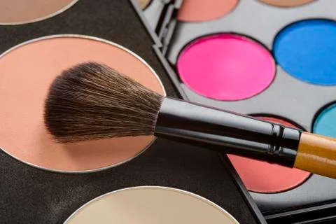 Brush with palettes in macro Stock Photos