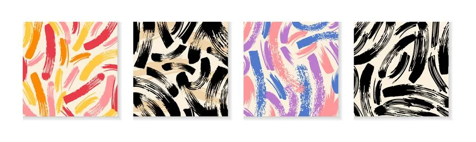 Brush pattern. Paint hand abstract, color line drawn, stroke texture, shape Stock Illustration
