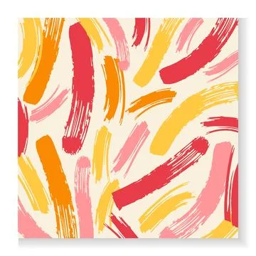 Brush pattern. Seamless design. Abstract red and orange paint lines. Colorful Illustrazione stock