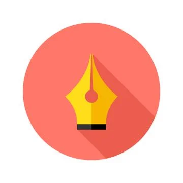 Brush Pen Flat Circle Icon Stock Illustration