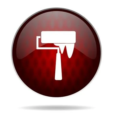 Brush red glossy web icon on white background. Stock Illustration