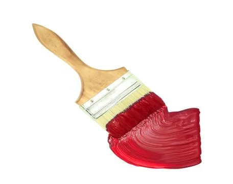 Brush with red paint Stock Photos