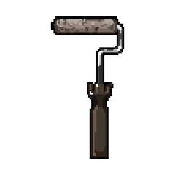 Brush roller paint pixel art vector illustration Stock Illustration