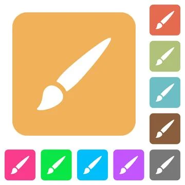 Brush rounded square flat icons Illustration