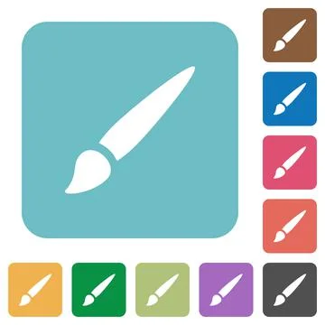Brush rounded square flat icons Illustration