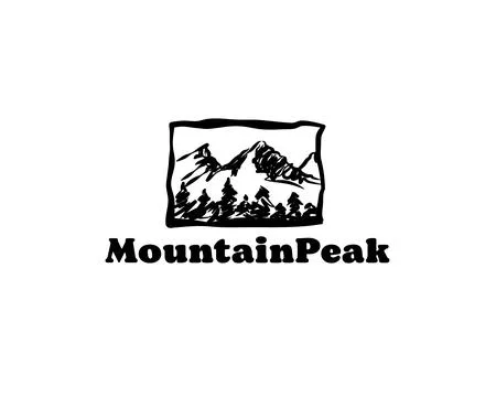 Brush scribble mountain peak logo design. Vector illustration Stock Illustration