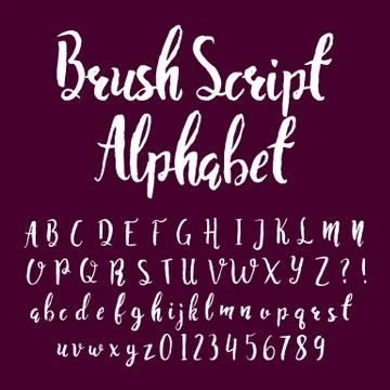 Brush script alphabet font. Hand drawn uppercase and lowercase letters. Stock Illustration