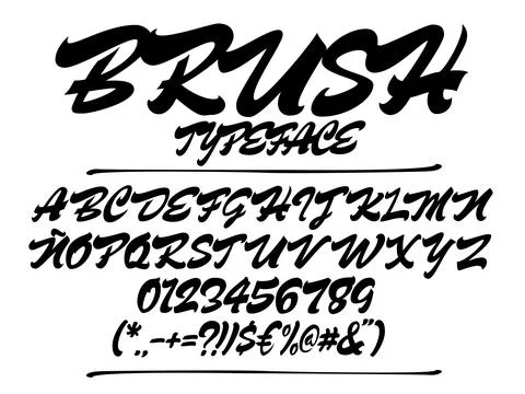 Brush script font. Handwritten uppercase typeface isolated on white. Vector a 库存插图
